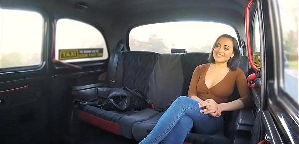  Brunette teen gets fucked really hard in a fake taxi